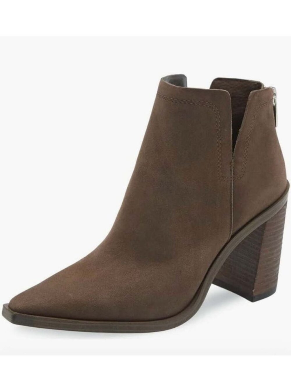 Vince Camuto Welland Chocolate Brown Suede Booties Back Zip 7.5